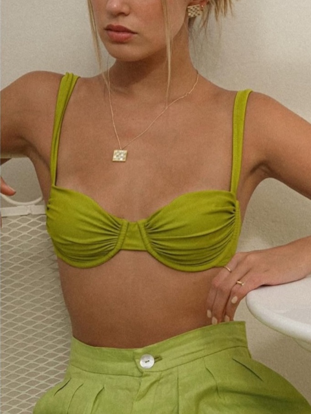 New Belle The Label x FP Oracle Anna Underwire Balconette L & XL Pear Bikini Top